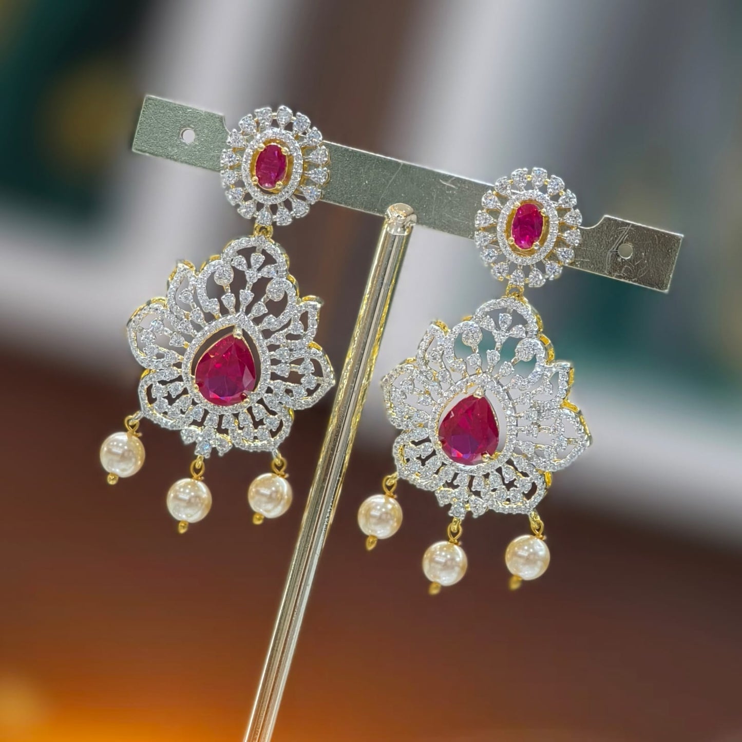 Diamond Long Neckset (Pink)