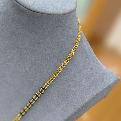 Laxmi pendant 2 lines black beads with chain