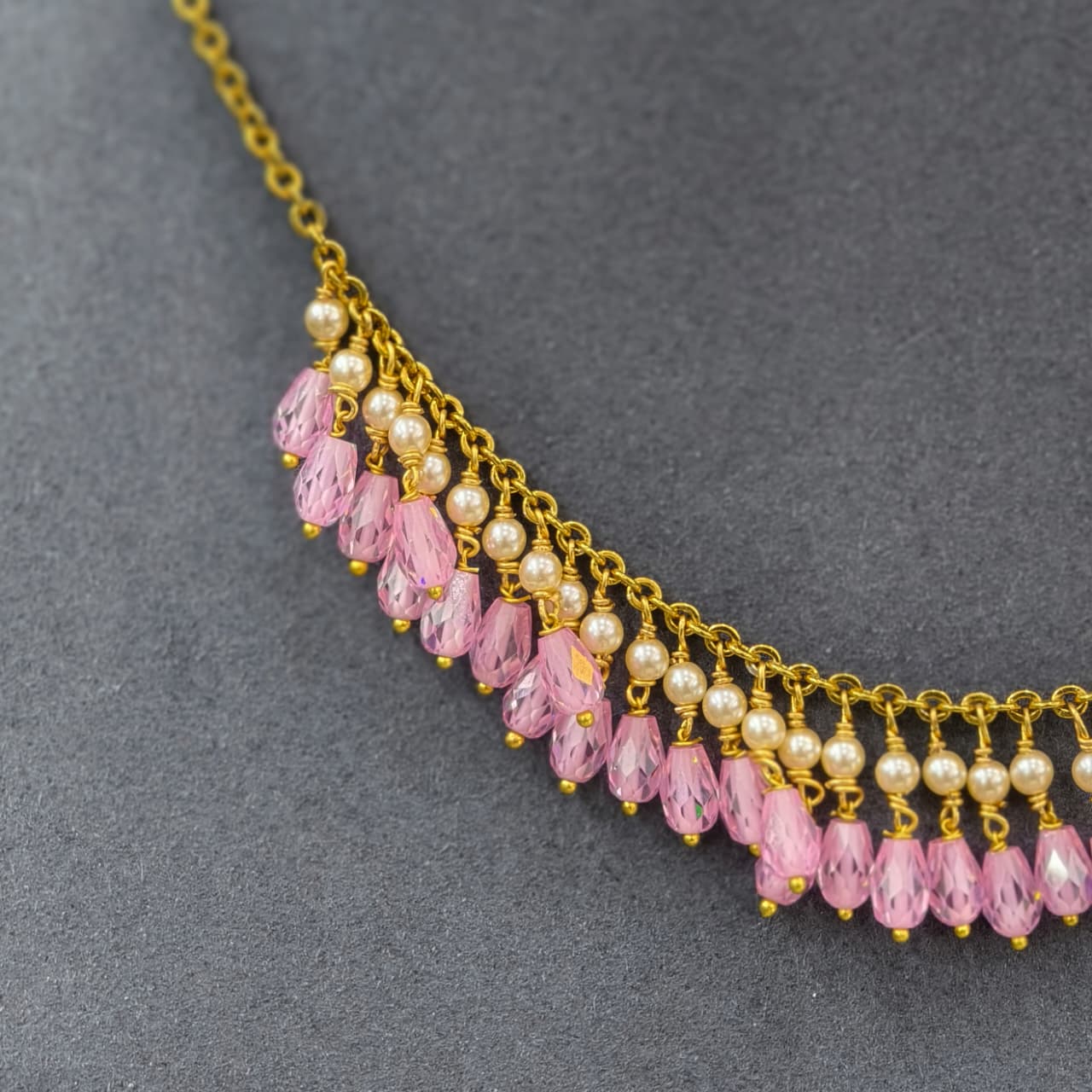Pink beads with chain