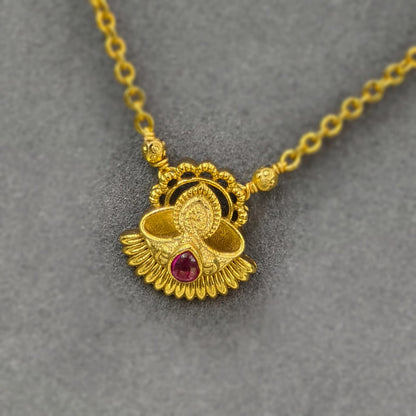 Deepam pendant with short black beads