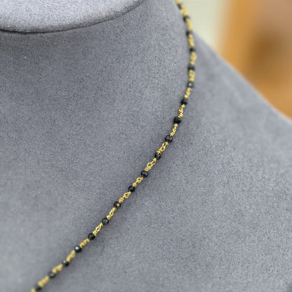 Diamond pendant with Short black beads
