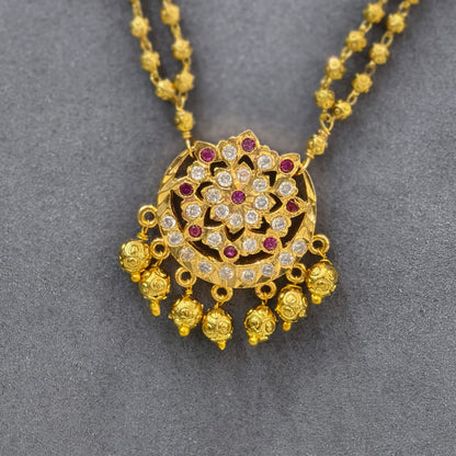 Micro pendant with nakshi balls and chandraharam