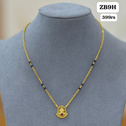 Deepam pendant with short black beads