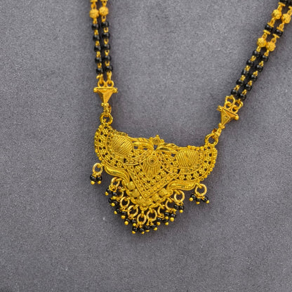 Gold desgin long black beads