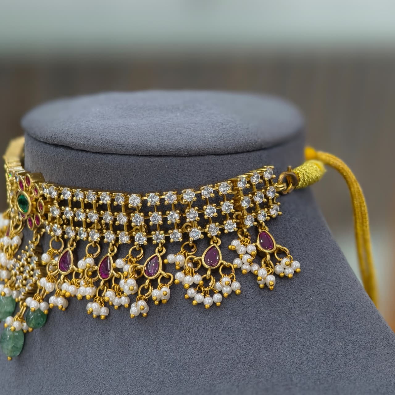 Ruby & White stone Chocker Neckset