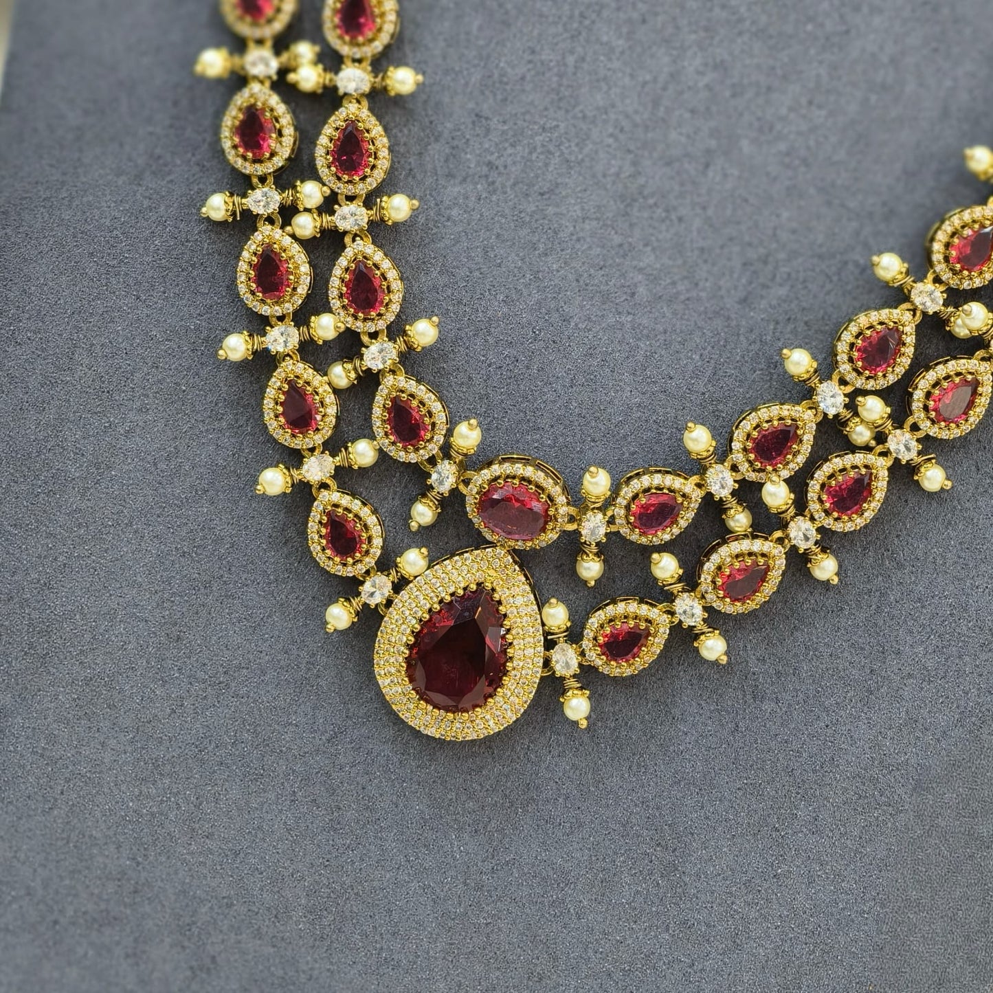 Ruby Stone Long Neckset (Double layer)