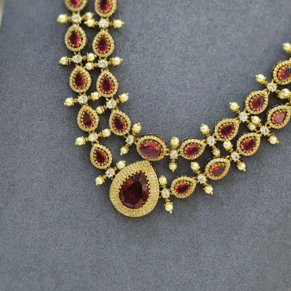 Ruby Stone Long Neckset (Double layer)