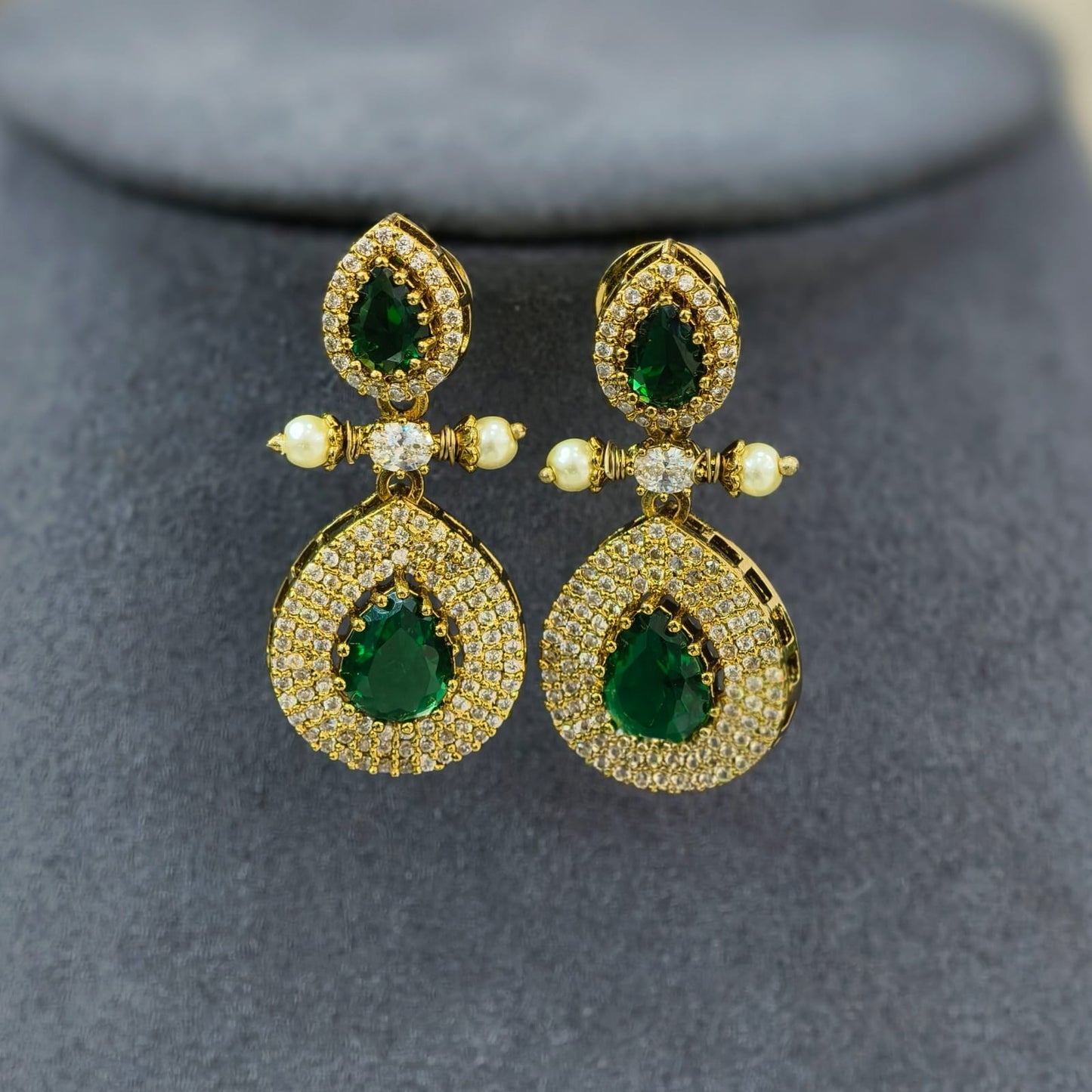 Green stones Long Neckset (Double layer)