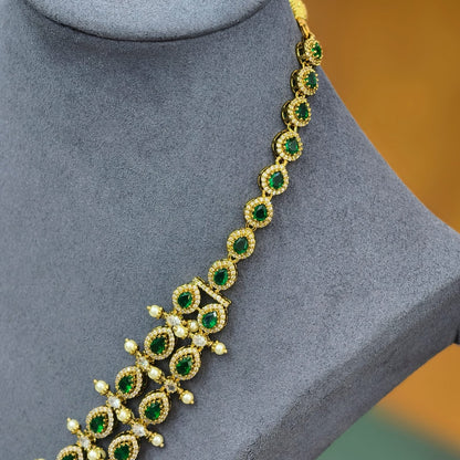 Green stones Long Neckset (Double layer)