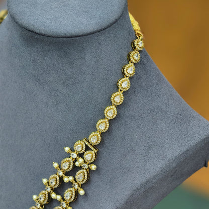 Double Layers White stone long neckset
