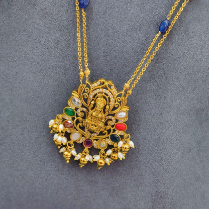 Laxmi pendent with multi beads chain