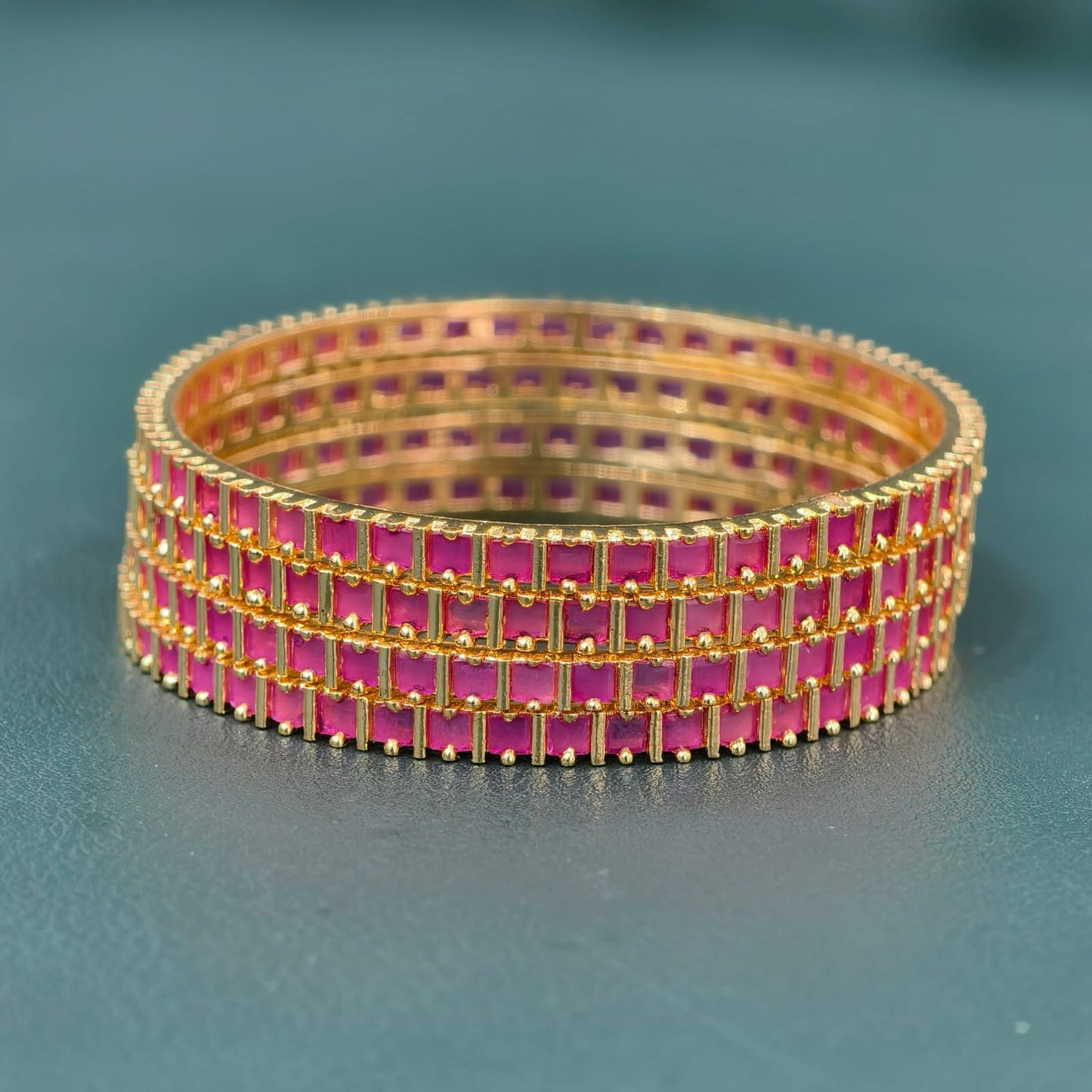 Pink Stone Bangles (2.8)
