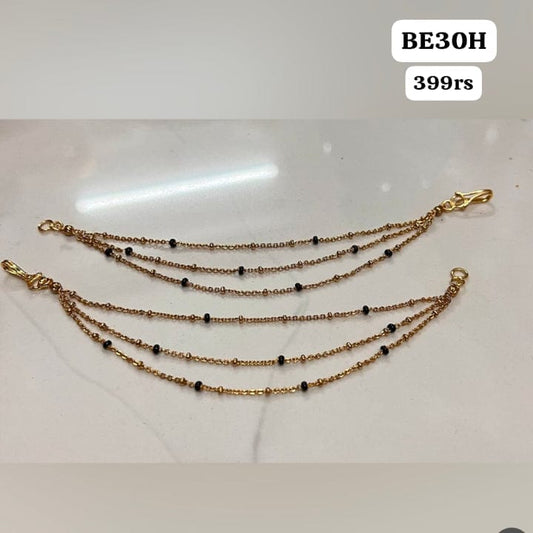 3 lines black beads earchains