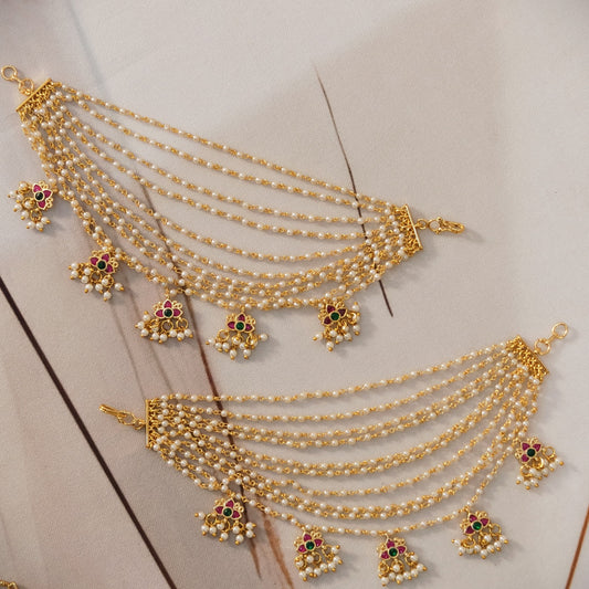 Pearl kundan Earchain